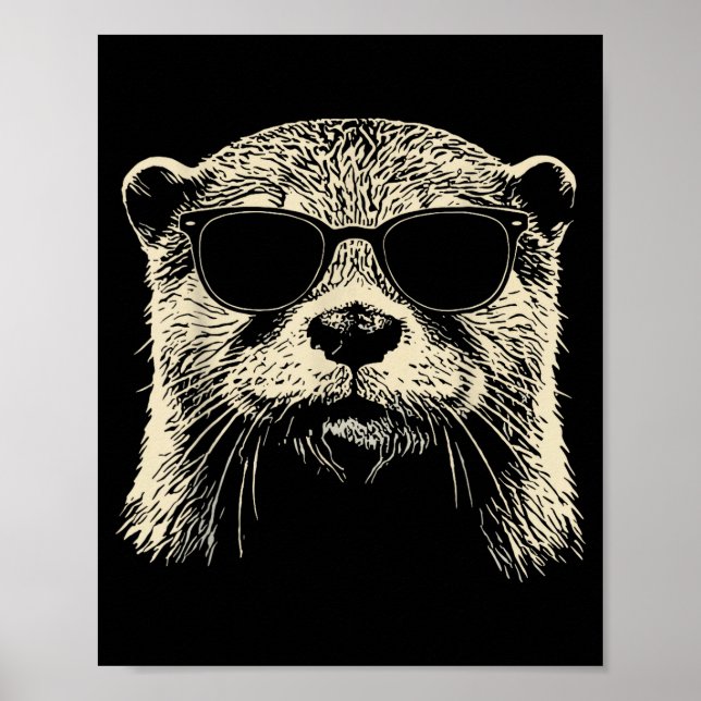 Otter Wearing Sungles Graphic Otter Shirt Men Wome Poster (Front)