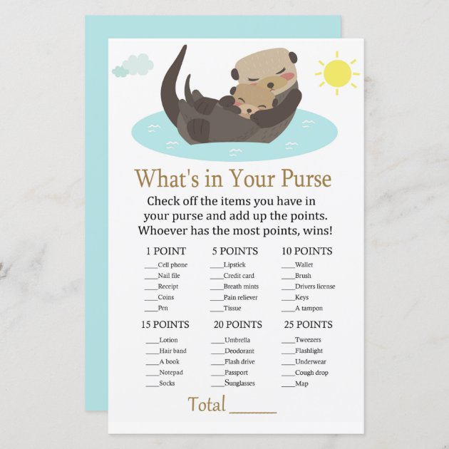 24 Personalized Baby Shower Game Cards What's in Your Purse Blue Baby Owl -  Etsy