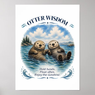 Otter Wisdom Watercolor Inspirational  Poster