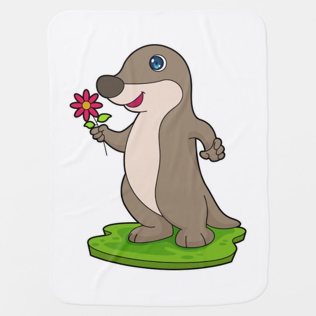 Otter with Flower Baby Blanket (Front)
