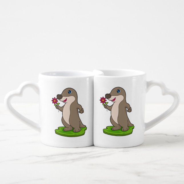 Otter with Flower Coffee Mug Set (Front Nesting)
