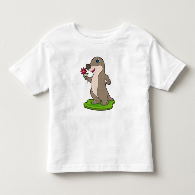 Otter with Flower Toddler T-shirt (Front)