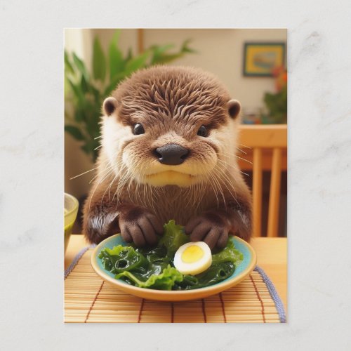 Otter With Seaweed Salad  Postcard