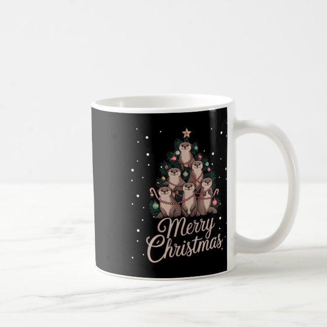 Otter Xmas Tree Otter Christmas Tree Merry Christm Coffee Mug (Right)