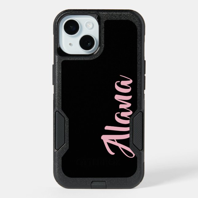 Otterbox Black/Pink 5 Character Name iPhone 15 Case (Back)