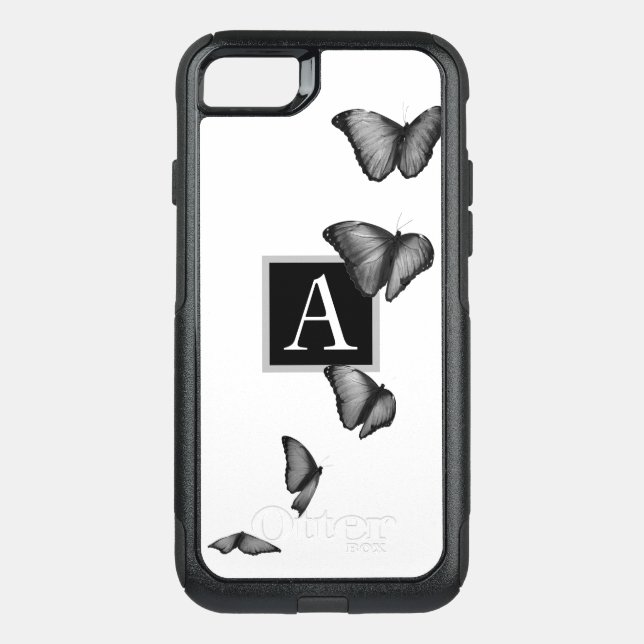 Otterbox Case CUSTOM INITIAL BLACK BUTTERFLIES (Back)