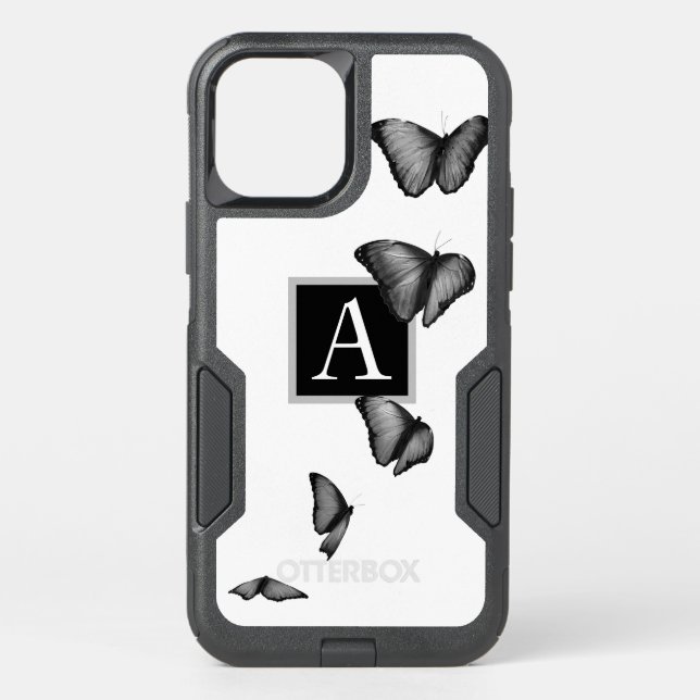 Otterbox Case CUSTOM INITIAL BLACK BUTTERFLIES (Back)