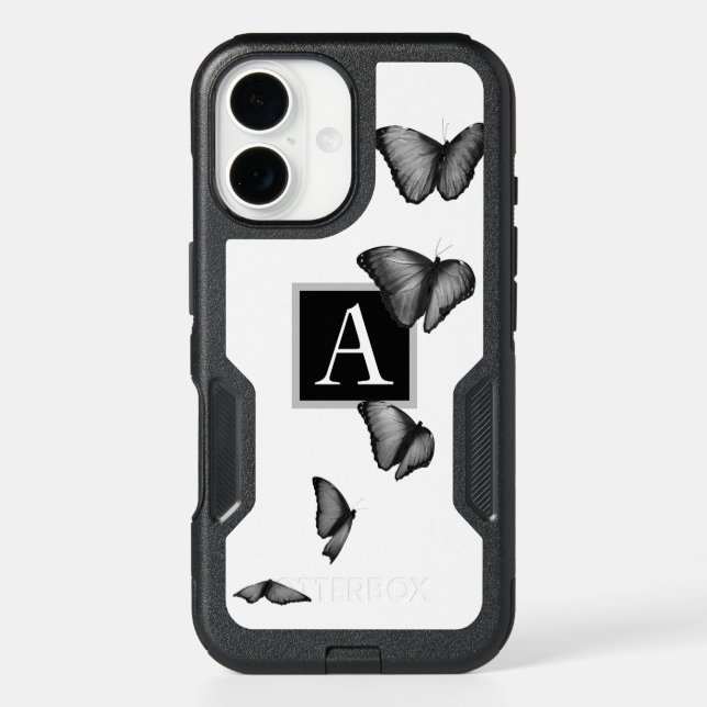 Otterbox Case CUSTOM INITIAL BLACK BUTTERFLIES (Back)