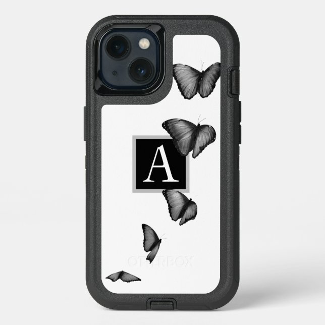 Otterbox Case CUSTOM INITIAL BLACK BUTTERFLIES (Back)
