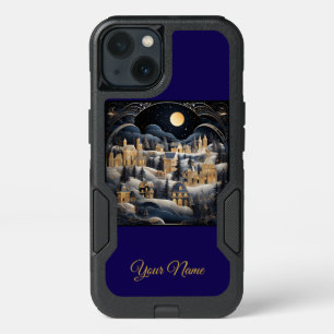 OtterBox iPhone 13 Case – Xmas Navy Blue & Gold