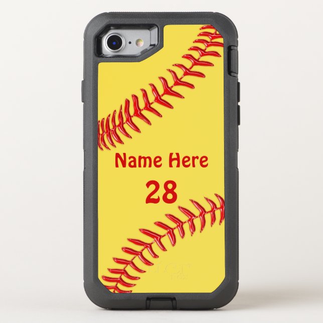Otterbox Softball Phone Cases with Your Text (Back)
