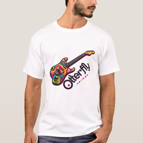 Otterfly colorful Hippie Gittare T_Shirt