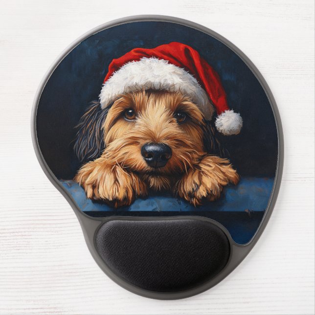 Otterhound In A Santa Hat Gel Mouse Pad (Front)