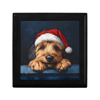 Otterhound In A Santa Hat Gift Box