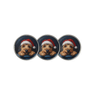 Otterhound In A Santa Hat Golf Ball Marker