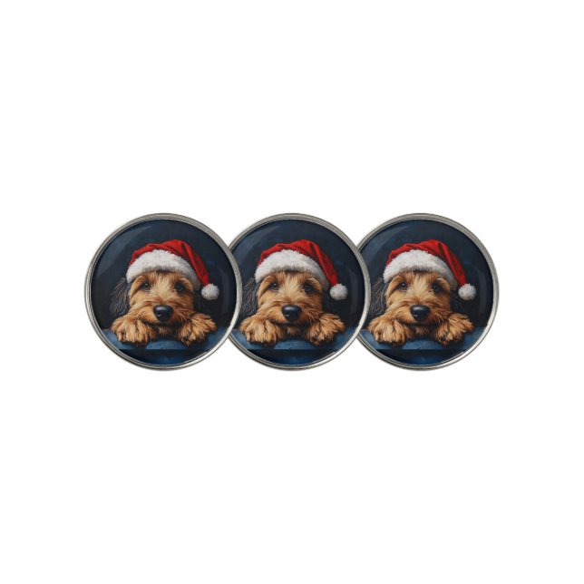 Otterhound In A Santa Hat Golf Ball Marker (3 Up)