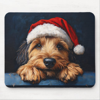 Otterhound In A Santa Hat Mouse Pad
