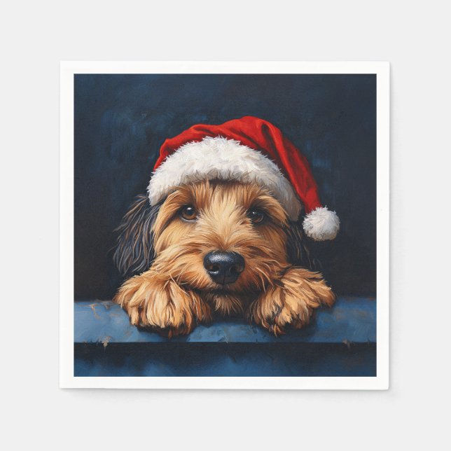 Otterhound In A Santa Hat Napkins (Front)