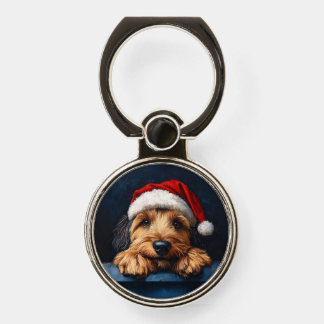 Otterhound In A Santa Hat Phone Ring Stand
