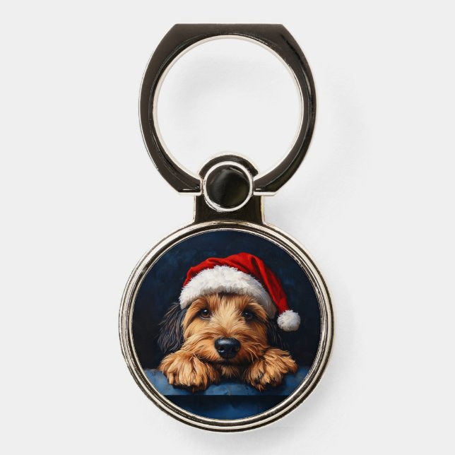 Otterhound In A Santa Hat Phone Ring Stand (Front)