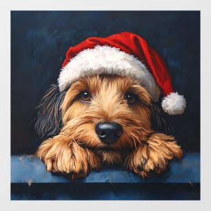 Otterhound In A Santa Hat Window Cling