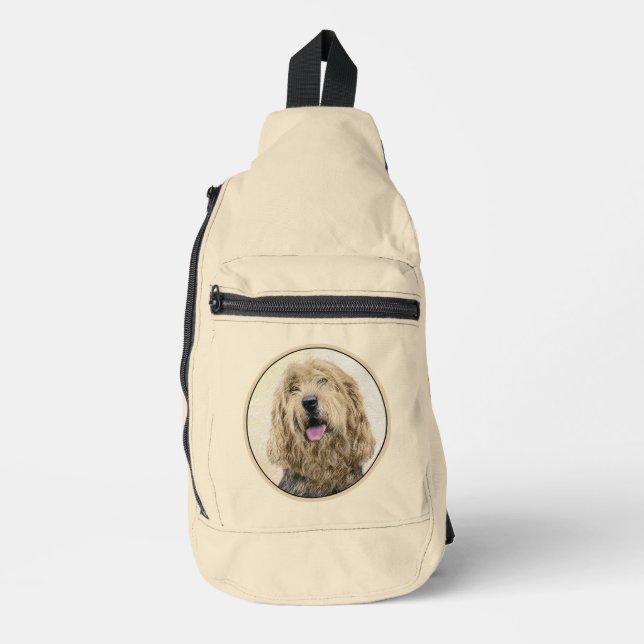 Otterhound Painting Black and Tan Original Dog Art Sling Bag (Front)