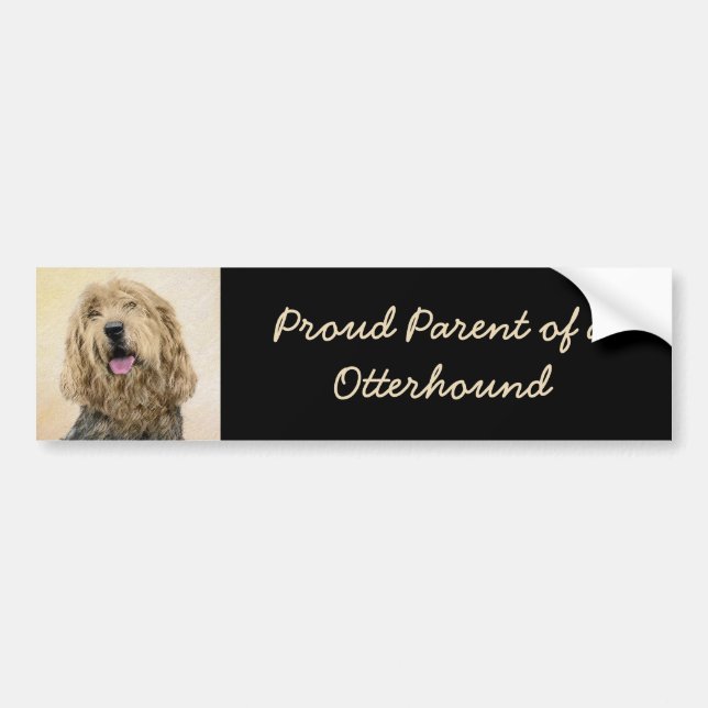 Otterhound Painting - Cute Original Dog Art Bumper Sticker (Front)