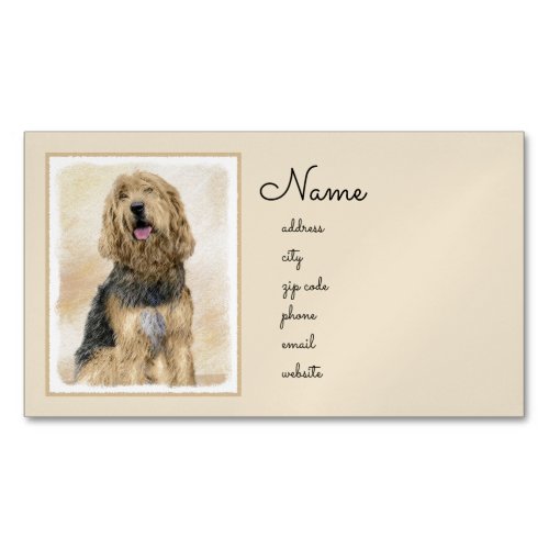 Otterhound Painting _ Cute Original Dog Art Business Card Magnet