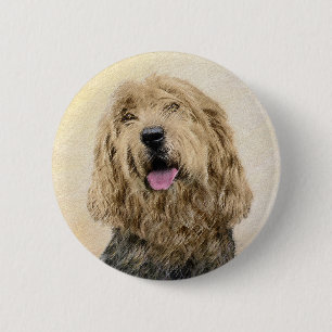 Otterhound Painting - Cute Original Dog Art Button
