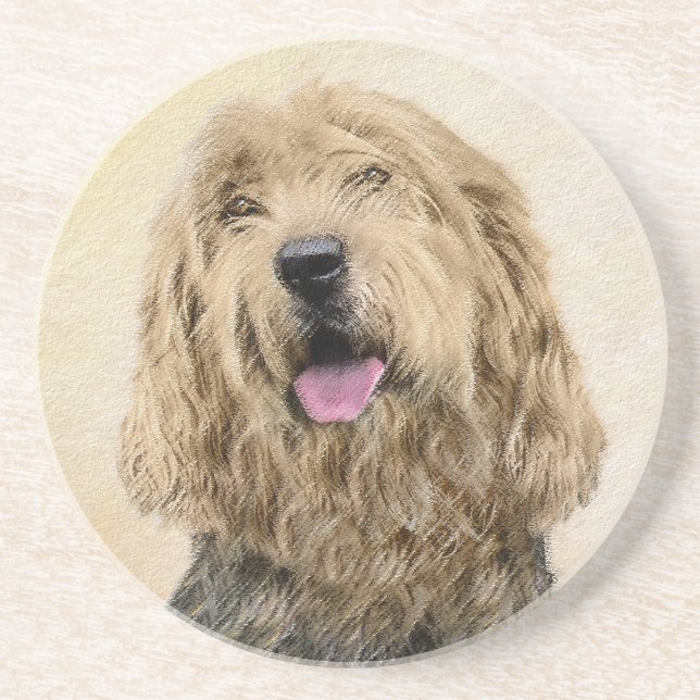 Otterhound Painting - Cute Original Dog Art Coaster (Front)