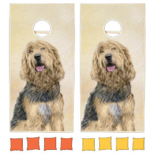 Otterhound Painting - Cute Original Dog Art Cornhole Set