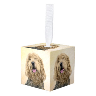 Otterhound Painting - Cute Original Dog Art Cube Ornament