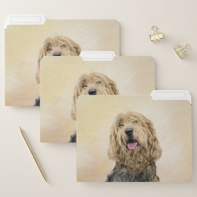 Otterhound Painting - Cute Original Dog Art File Folder (Set)