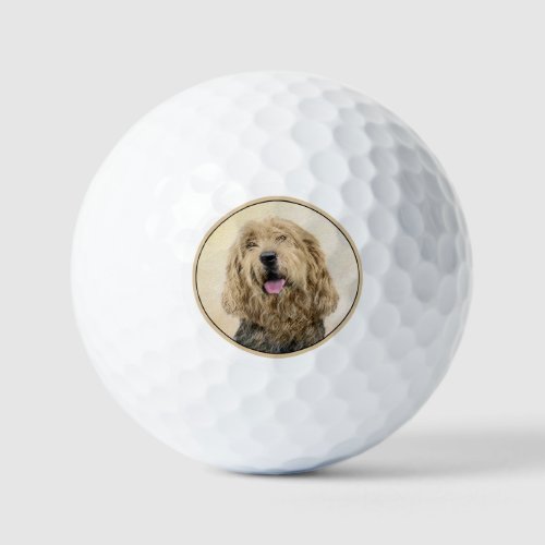 Otterhound Painting _ Cute Original Dog Art Golf Balls