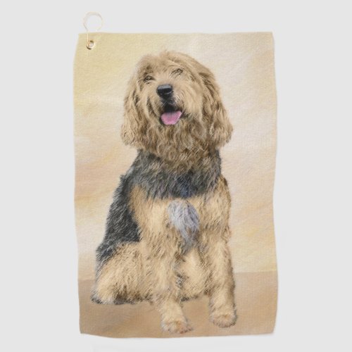 Otterhound Painting _ Cute Original Dog Art Golf Towel