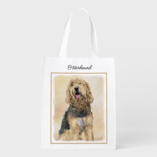 Otterhound Painting _ Cute Original Dog Art Grocer Grocery Bag