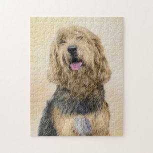 Otterhound Painting - Cute Original Dog Art Jigsaw Puzzle