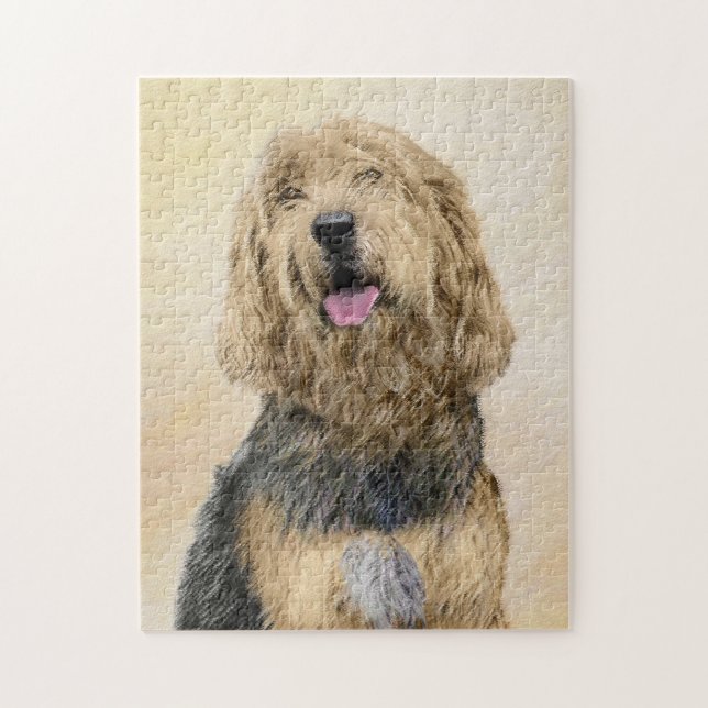 Otterhound Painting - Cute Original Dog Art Jigsaw Puzzle (Vertical)