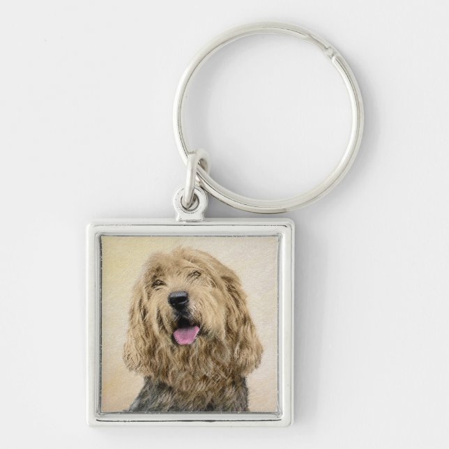 Otterhound Painting - Cute Original Dog Art Keychain (Front)