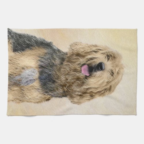 Otterhound Painting _ Cute Original Dog Art Kitchen Towel