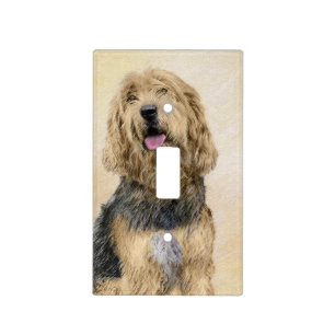 Otterhound Painting - Cute Original Dog Art Light Switch Cover
