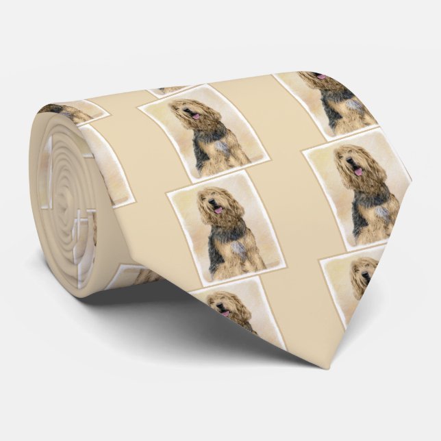 Otterhound Painting - Cute Original Dog Art Neck Tie (Rolled)