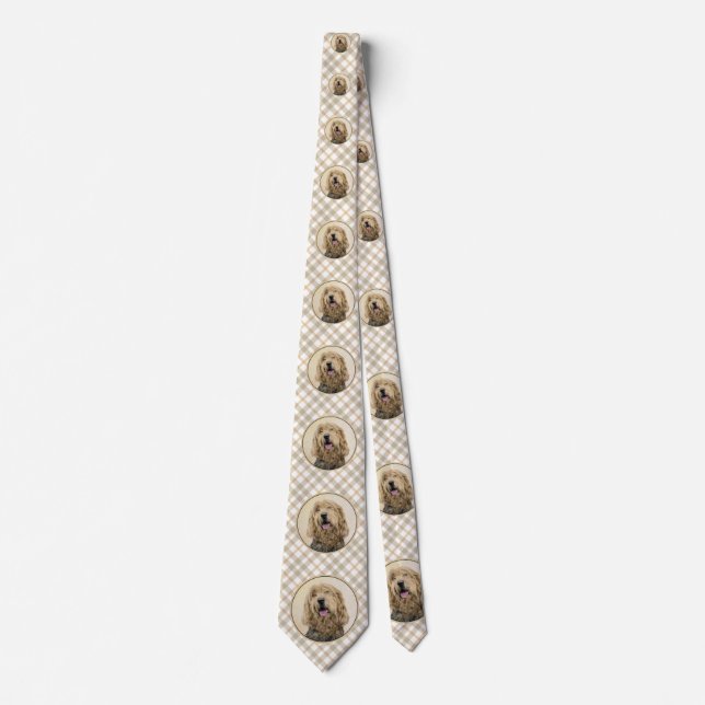 Otterhound Painting - Cute Original Dog Art Neck Tie (Front)