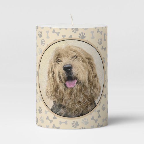 Otterhound Painting _ Cute Original Dog Art Pillar Candle