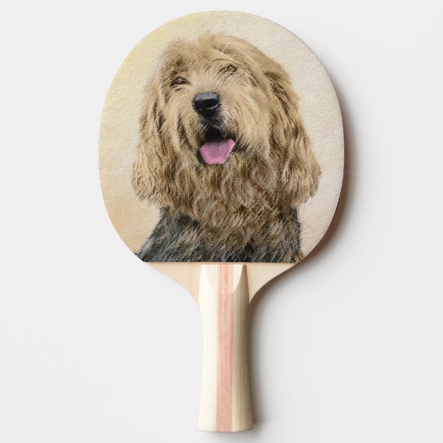 Otterhound Painting - Cute Original Dog Art Ping Pong Paddle (Front)