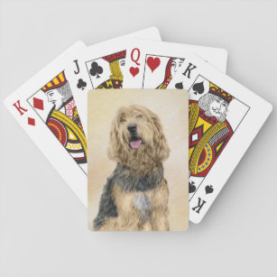 Otterhound Painting - Cute Original Dog Art Playing Cards