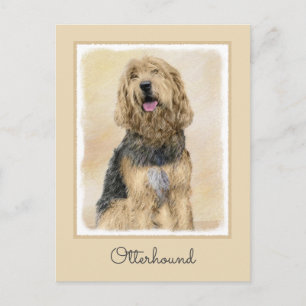 Otterhound Painting - Cute Original Dog Art Postcard