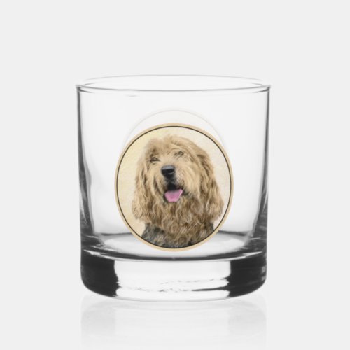Otterhound Painting _ Cute Original Dog Art Whiskey Glass