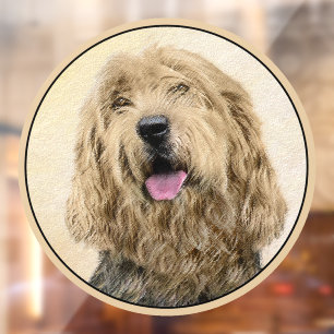Otterhound Painting - Cute Original Dog Art Window Cling