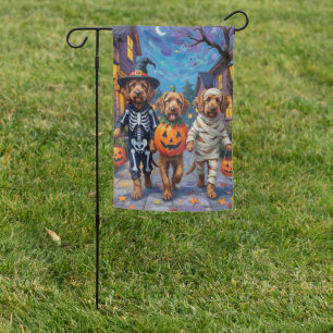 Otterhound Trick-or-Treating in Halloween Costumes Garden Flag
